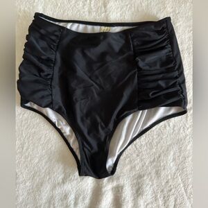 Kortni Jeane | High Waisted Swimmers Bottoms with Ruching - Size: Small